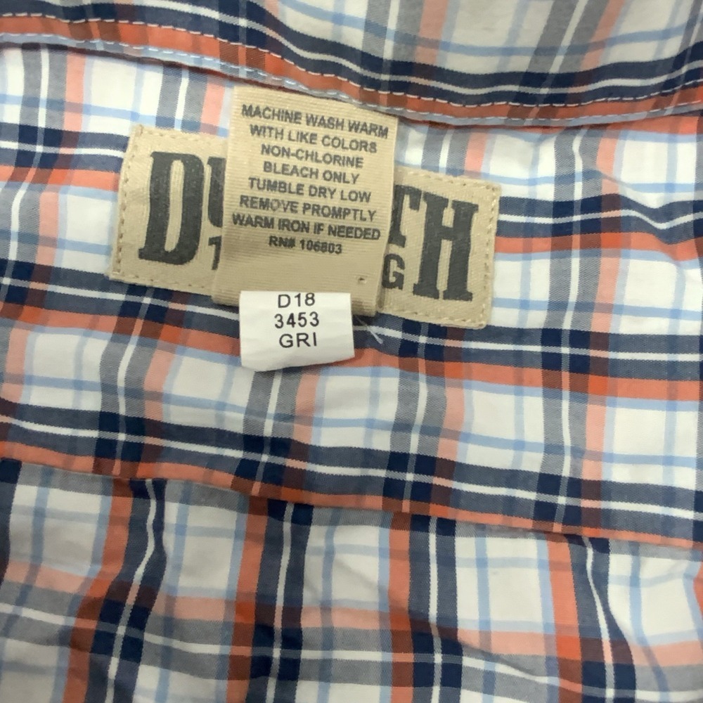 Duluth Trading Button Down Short Sleeve Shirt Mens 3XL Cotton Blue Plaid Pockets - Picture 8 of 8